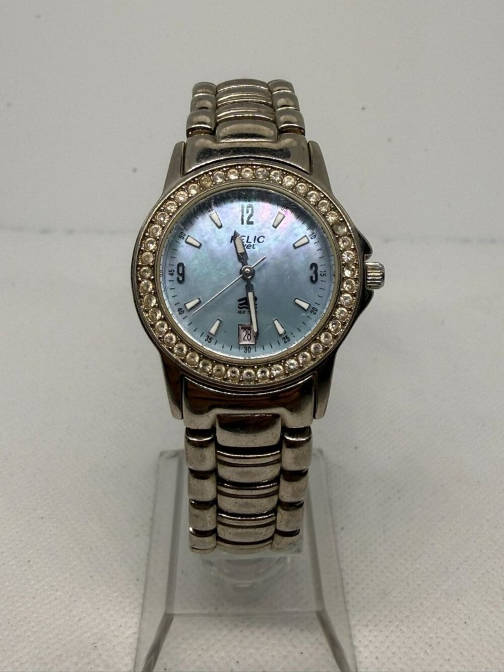 Relic Womens Silver Tone Crystal Accent Watch Stainless Steel Quartz Part Repair